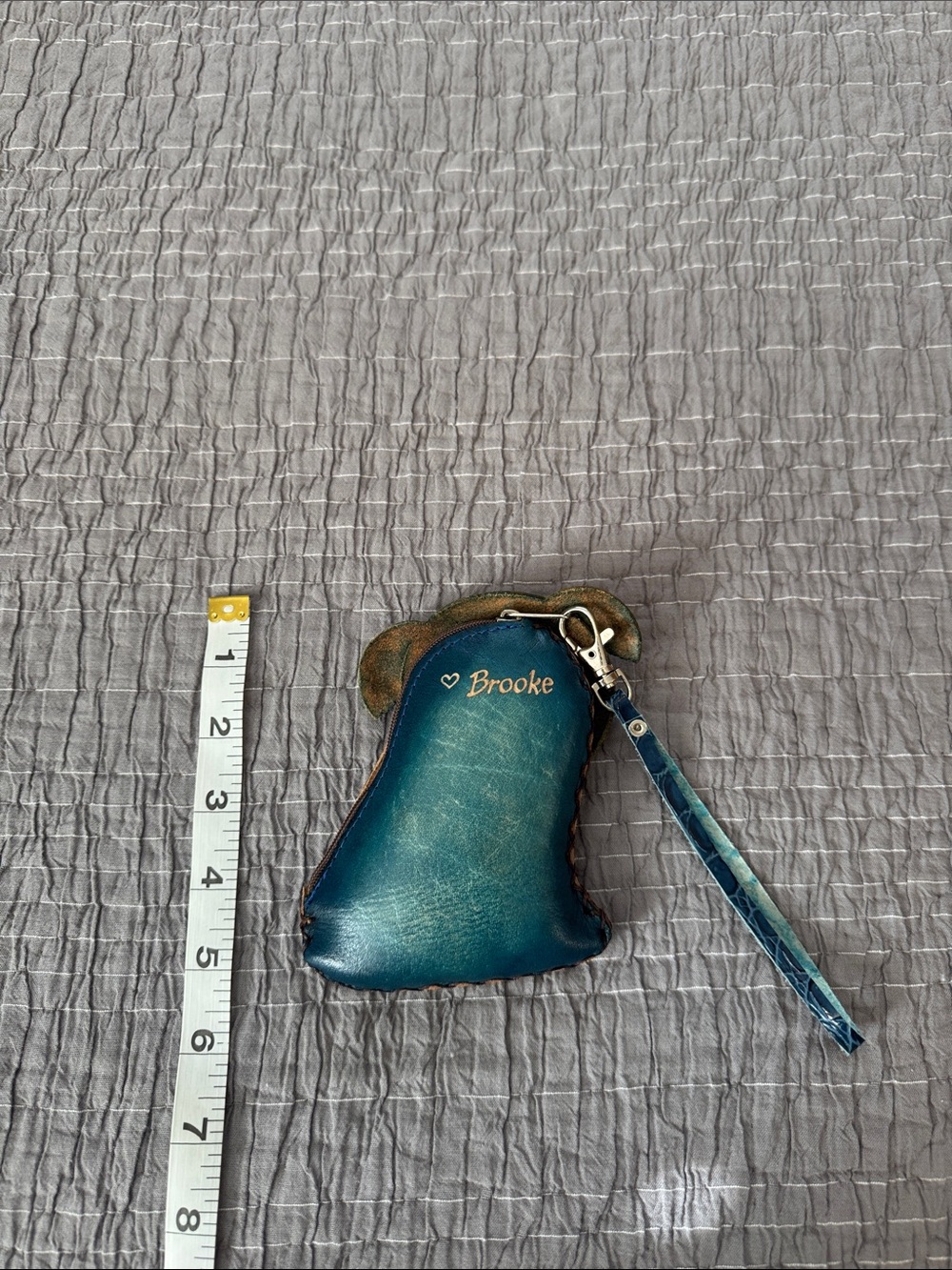 Leather Hand Stitched Dog Keychain Wallet - Picture 3 of 3